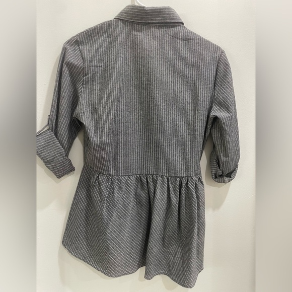 Love Notes Charcoal Striped Button-Down Peplum Shirt - Picture 2 of 8